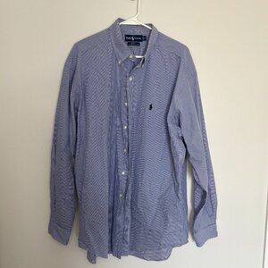 RALPH LAUREN Blake 100% Cotton Blue Check Button Down Pony Logo Long Sleeve XL